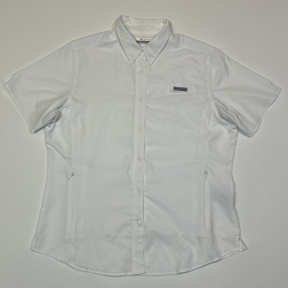 Columbia PFG Omni-Shade Fishing Shirt Women’s Large White Vented Snap Short